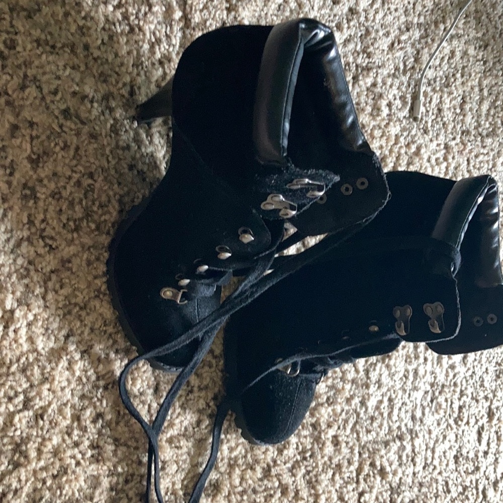 High heel lace up booties - Picture 1 of 5